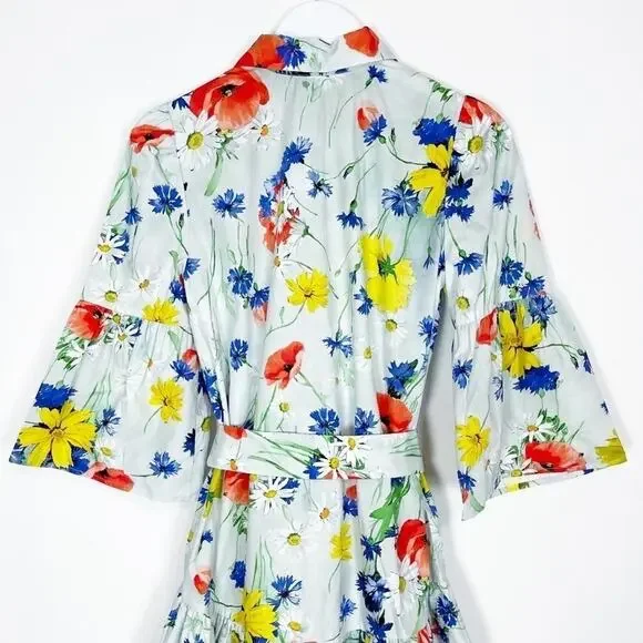 Pearl by Lela Rose Floral Poplin Flounce Hem Dress - Picture 9 of 12